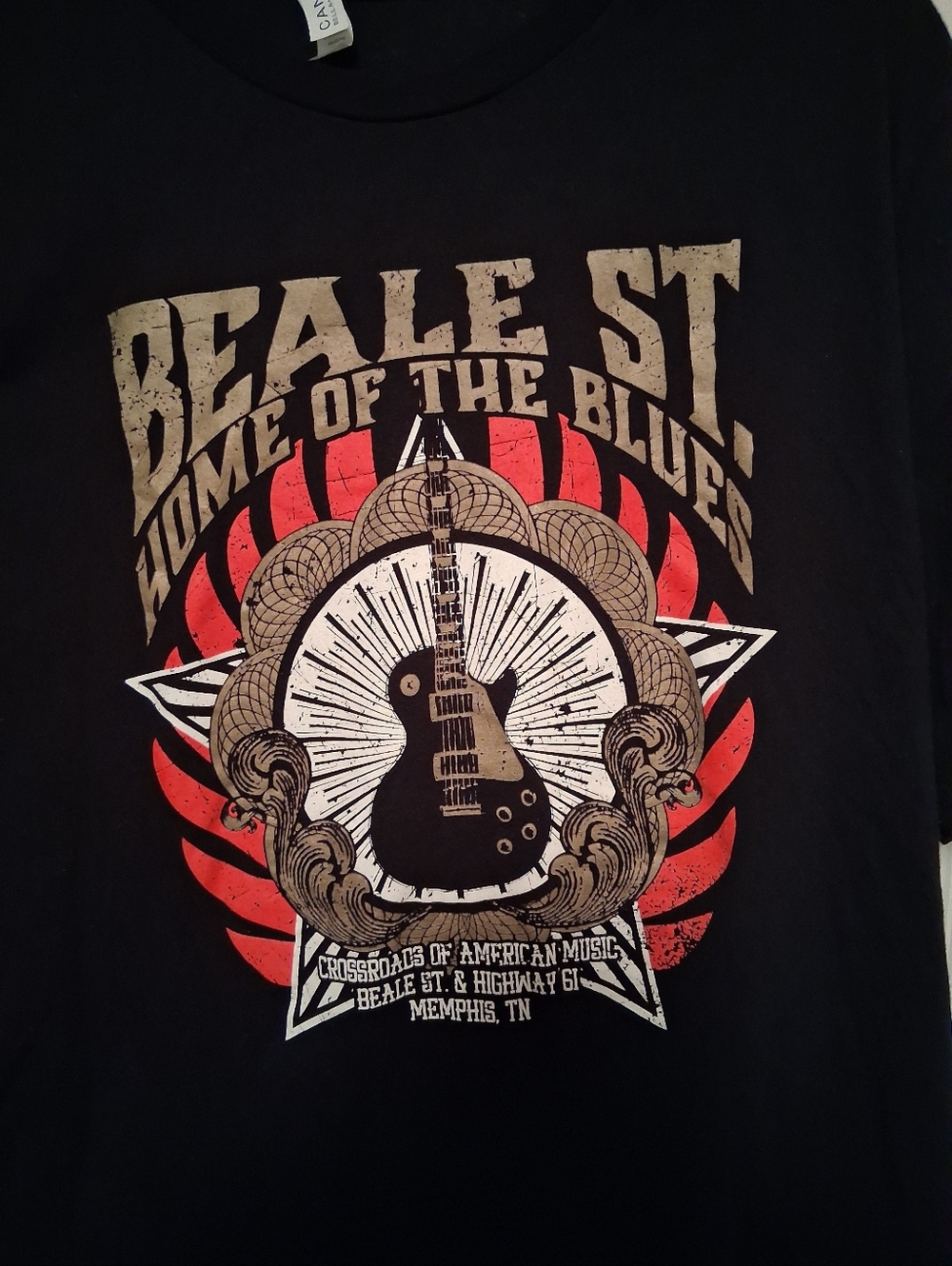 Bella Canvas Black Tee with Cream & Red Graphic